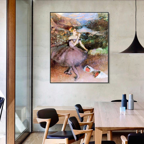 INVIN ART Framed Canvas Giclee Print Art Dancer with Bouquets by Edgar Degas Wall Art Living Room Home Office Decorations