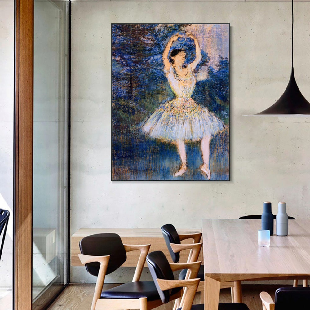 INVIN ART Framed Canvas Giclee Print Art Dancer with Raised Arms by Edgar Degas Wall Art
