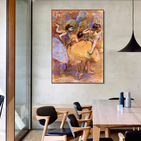 INVIN ART Framed Canvas Giclee Print Art Dancers,circa 1900 by Edgar Degas Wall Art Living Room Home Office Decorations