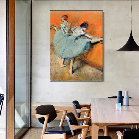INVIN ART Framed Canvas Giclee Print Art Dancers at the Barre by Edgar Degas Wall Art Living Room Home Office Decorations