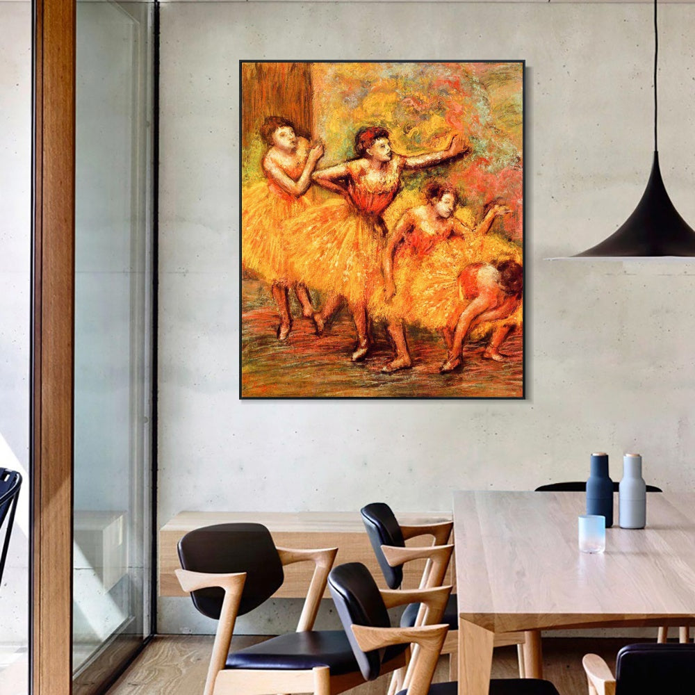 INVIN ART Framed Canvas Giclee Print Art Four Dancers,circa 1903 by Edgar Degas Wall Art