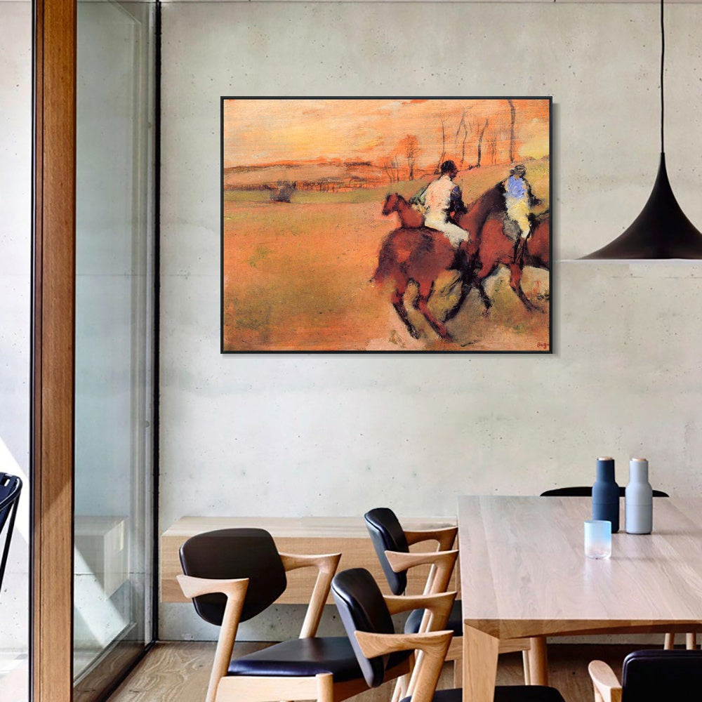 INVIN ART Framed Canvas Giclee Print Art Horses and Jockeys,circa 1886-1990 by Edgar Degas Wall Art