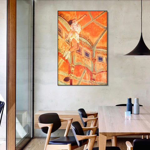 INVIN ART Framed Canvas Giclee Print Art La La at the Cirque Fernando,Paris 1879 by Edgar Degas Wall Art Living Room Home Office Decorations