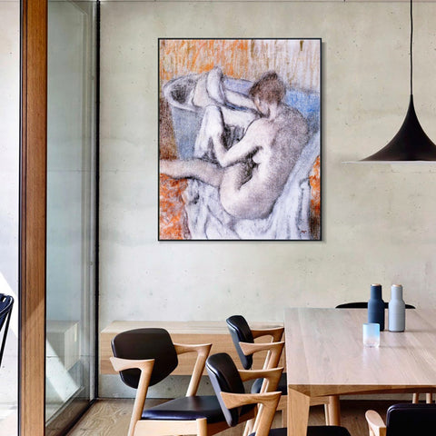 INVIN ART Framed Canvas Giclee Print Art La Toilette apres le Bain,1886-1890 by Edgar Degas Wall Art Living Room Home Office Decorations