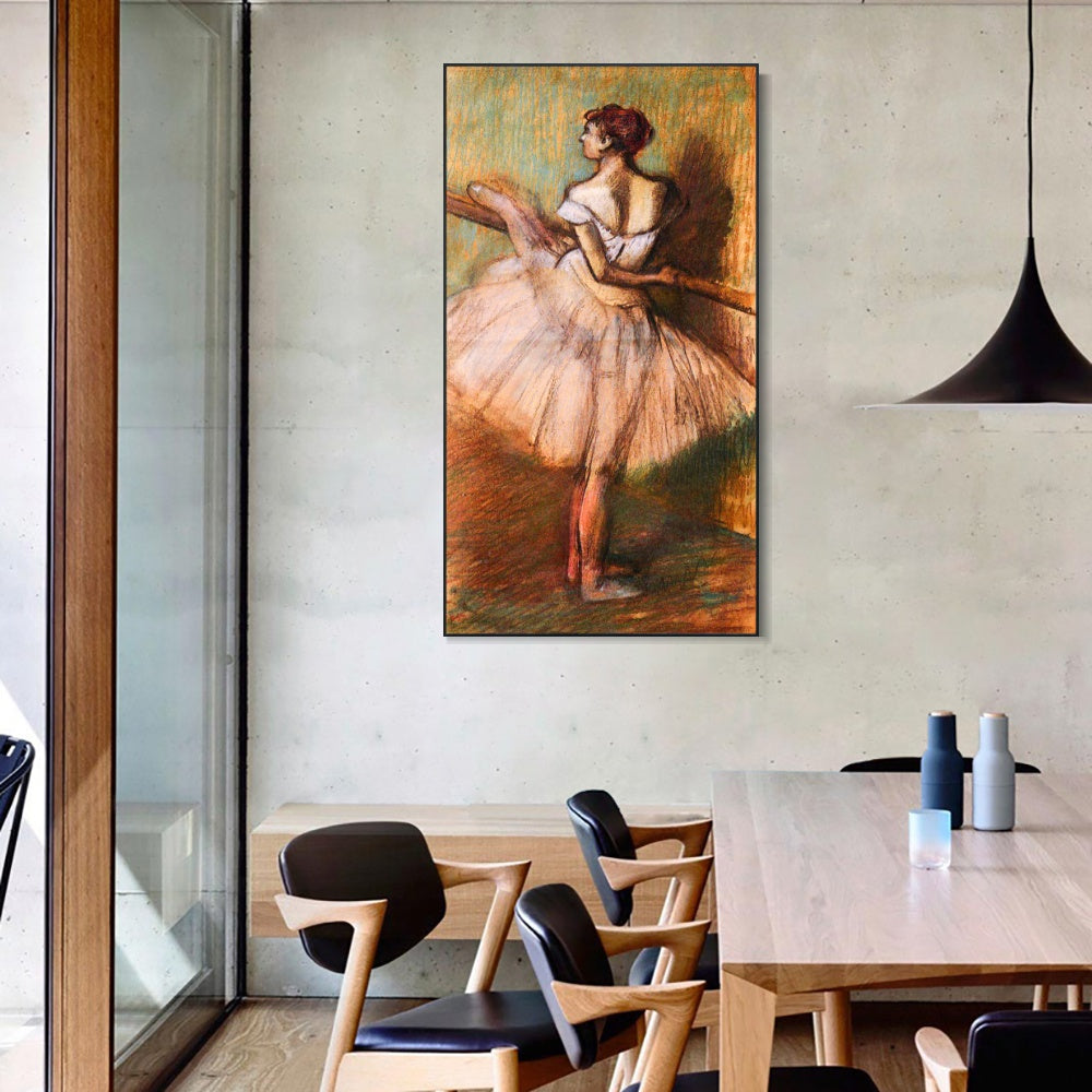 INVIN ART Framed Canvas Giclee Print Art Dancer at the Barre,circa 1884-1888 by Edgar Degas Wall Art