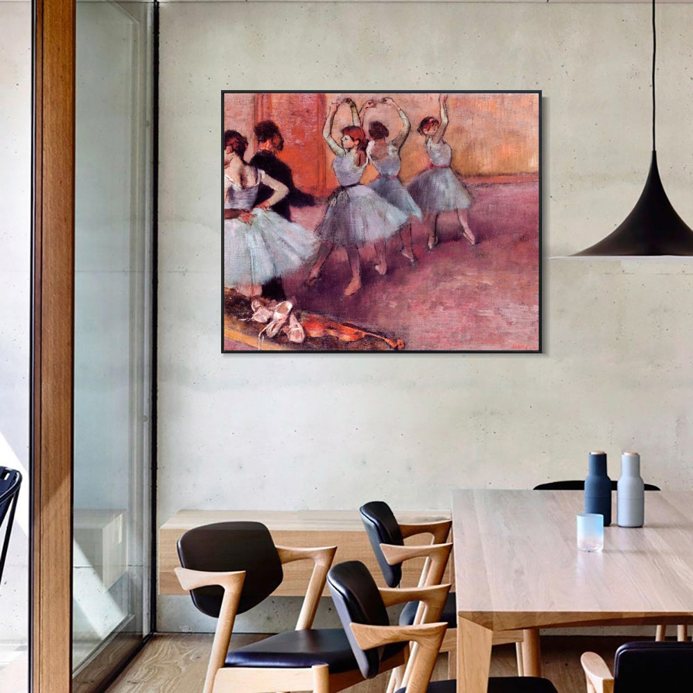 INVIN ART Framed Canvas Giclee Print Art Dancers in Light Blue by Edgar Degas Wall Art