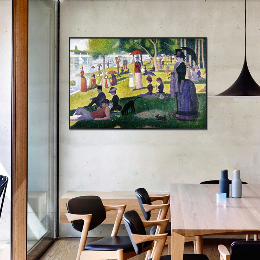 INVIN ART Framed Canvas Giclee Print Art A Sunday Afternoon on the Island of La Grande Jatte by Georges Seurat Wall Art Living Room Home Office Decorations