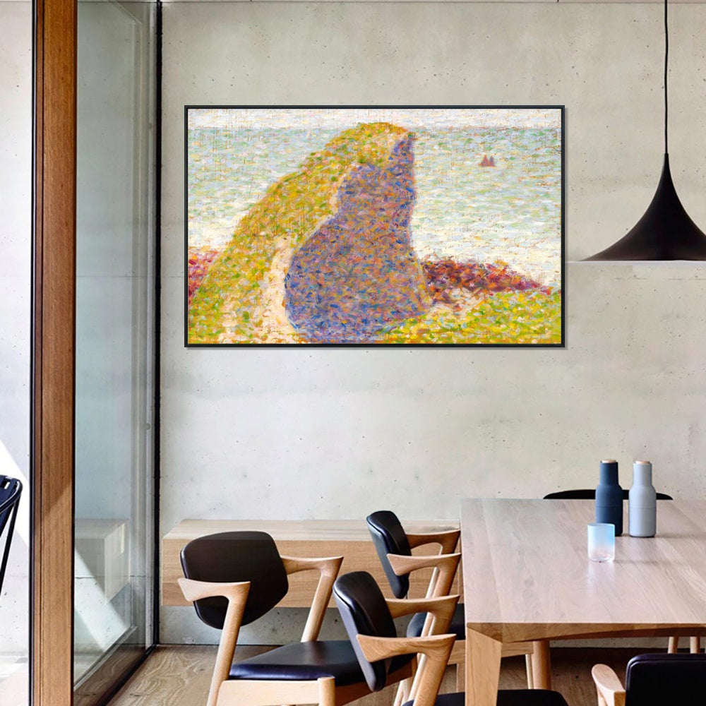 INVIN ART Framed Canvas Giclee Print Art Le Bec du Hoc ¨¤ Grandcamp by Georges Seurat Wall Art Living Room Home Office Decorations