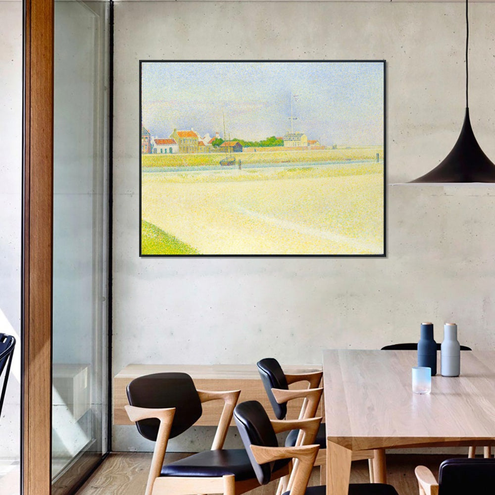 INVIN ART Framed Canvas Giclee Print Art Der Kanal von Gravelines, Grand Fort-Philippe by Georges Seurat Wall Art Living Room Home Office Decorations