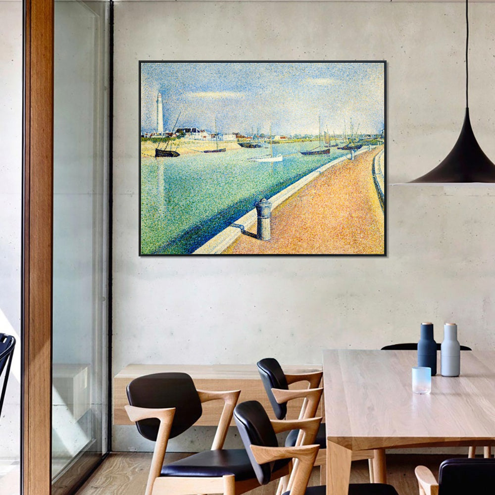 INVIN ART Framed Canvas Giclee Print Art Der Kanal von Gravelines, Petit-Fort-Philippe by Georges Seurat Wall Art Living Room Home Office Decorations