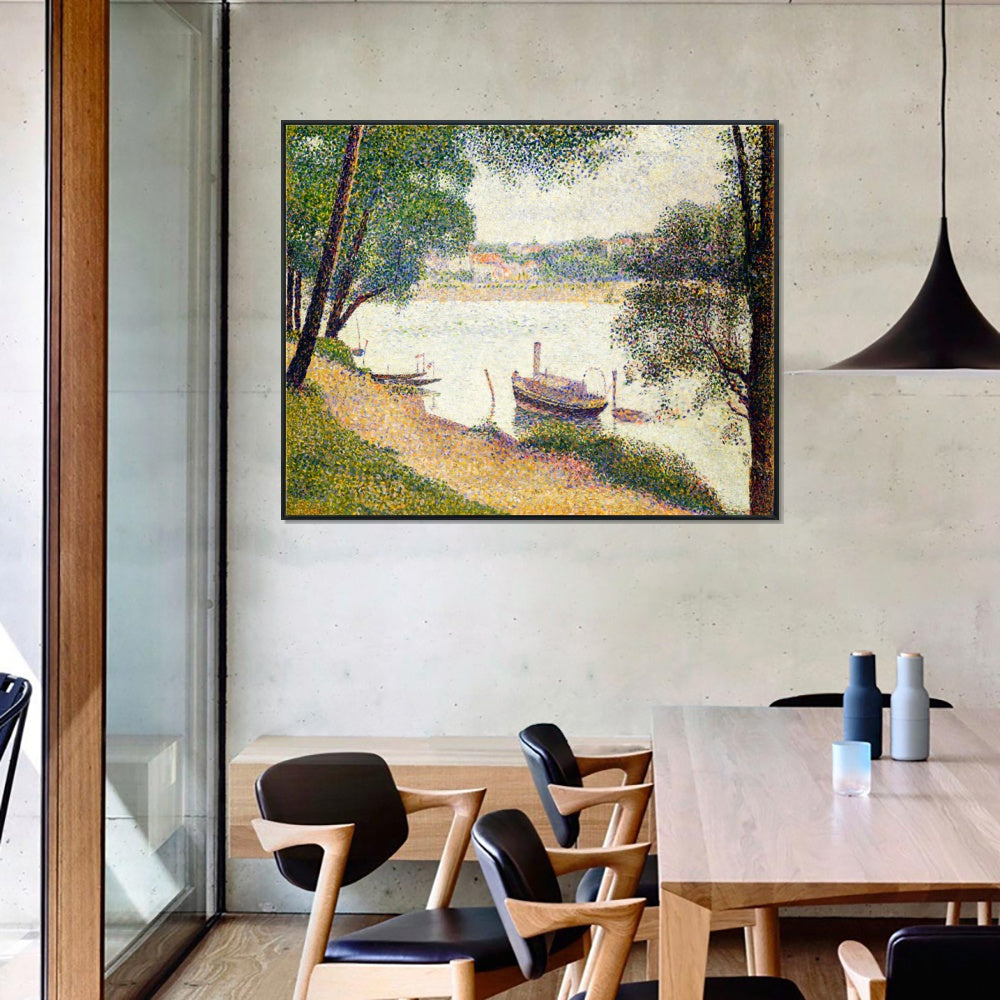 INVIN ART Framed Canvas Giclee Print Art Gray weather, Grande Jatte by Georges Seurat Wall Art Living Room Home Office Decorations