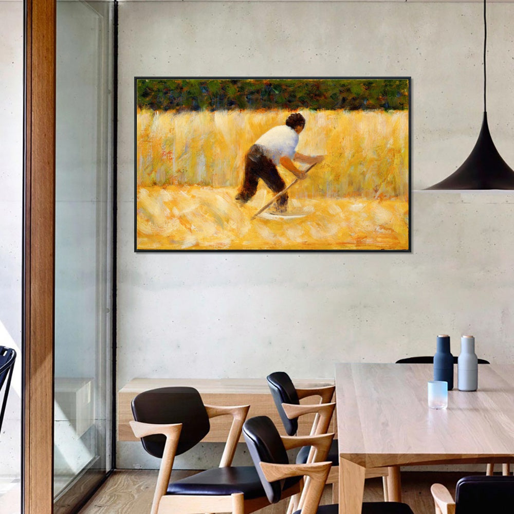 INVIN ART Framed Canvas Giclee Print Art Le Faucheur by Georges Seurat Wall Art Living Room Home Office Decorations