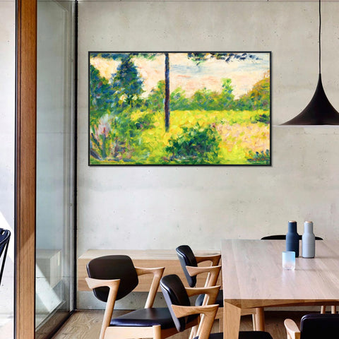 INVIN ART Framed Canvas Giclee Print Art Pianura con alberi a Barbizon by Georges Seurat Wall Art Living Room Home Office Decorations