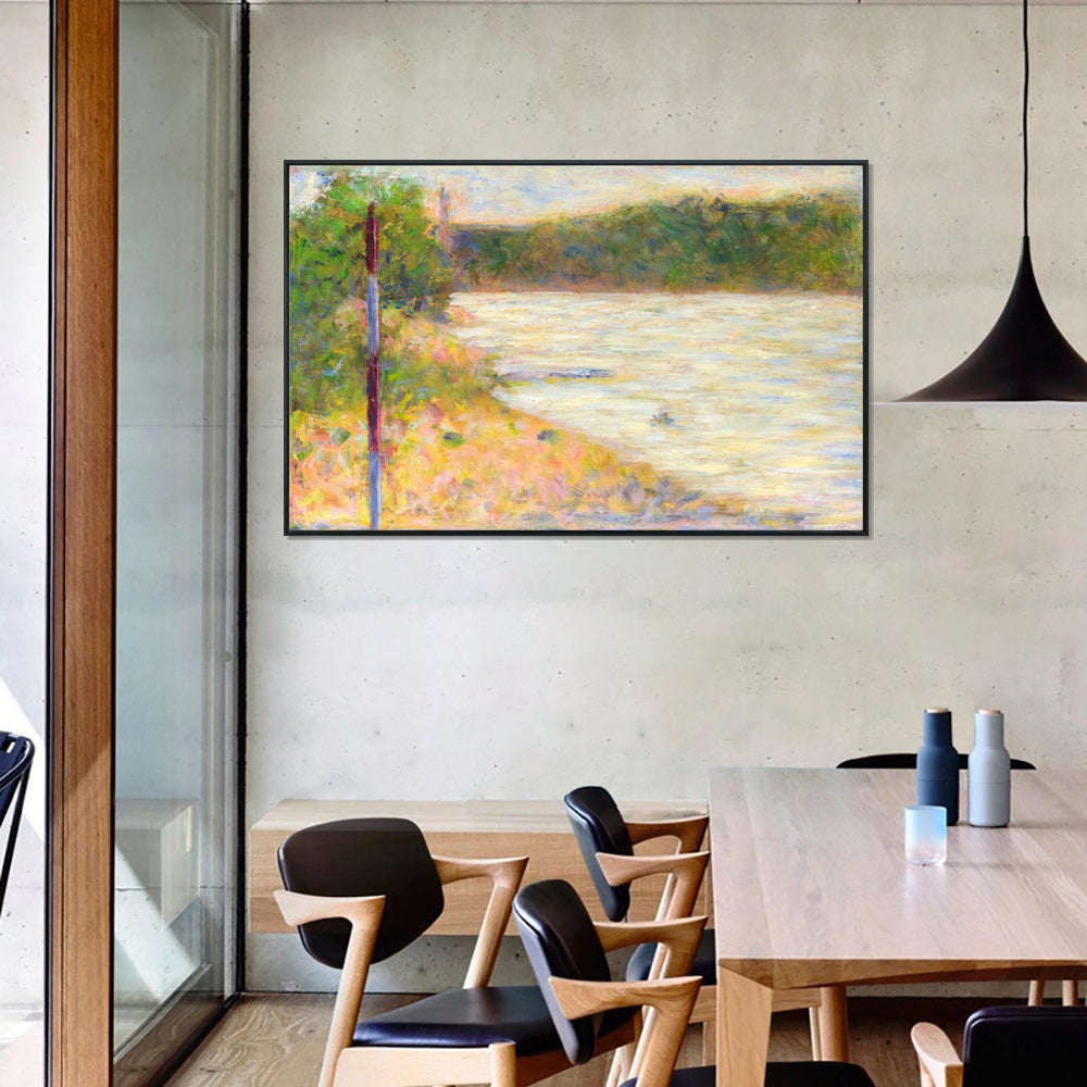 INVIN ART Framed Canvas Giclee Print Art Series#039 by Georges Seurat Wall Art Living Room Home Office Decorations