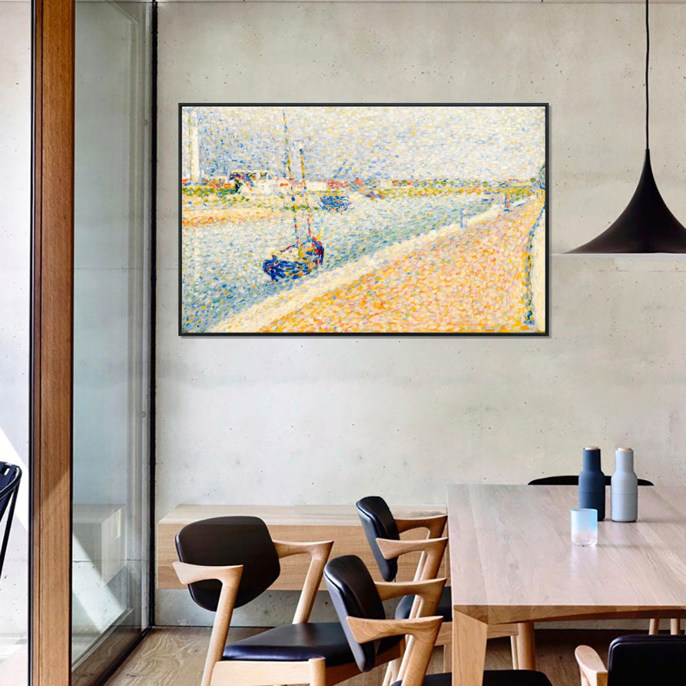 INVIN ART Framed Canvas Giclee Print Art Series#041 by Georges Seurat Wall Art Living Room Home Office Decorations