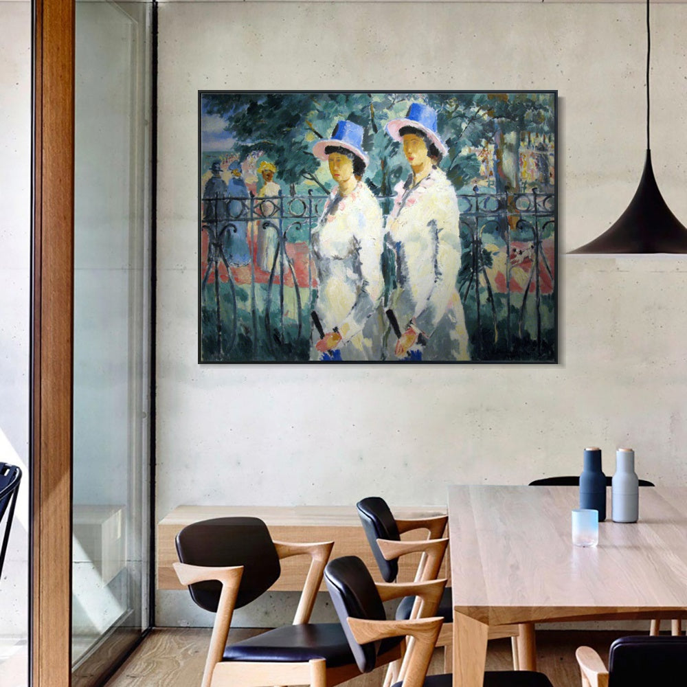 INVIN ART Framed Canvas Giclee Print Art Sisters,1930 by Kasimir Malevich Wall Art Living Room Home Office Decorations