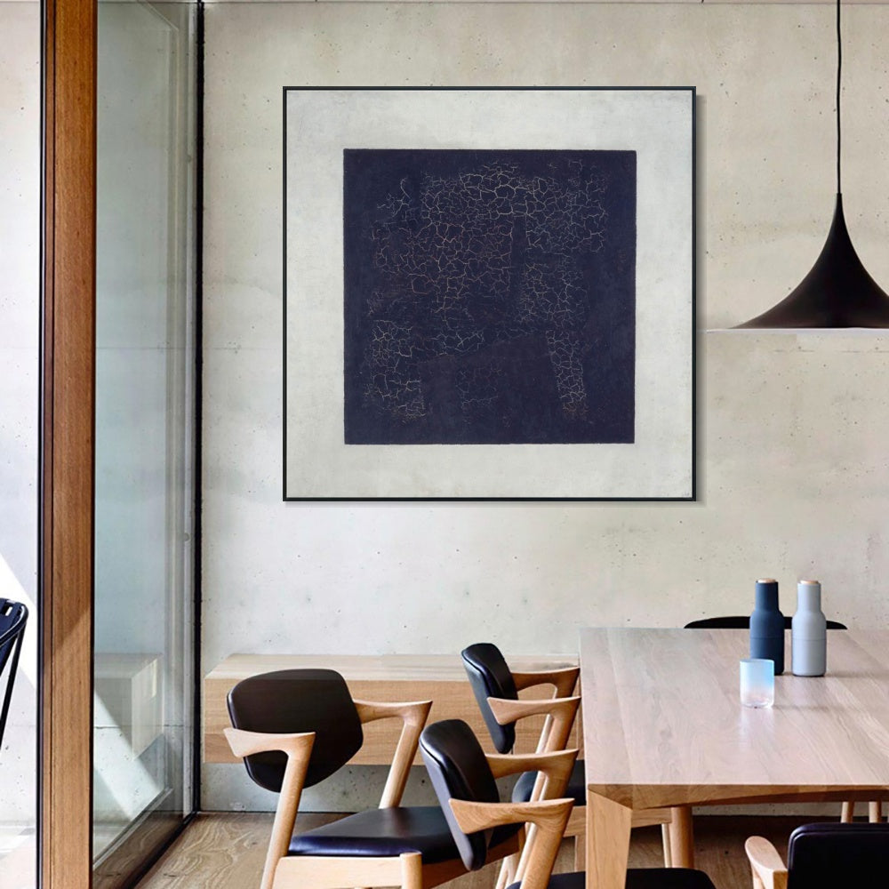 INVIN ART Framed Canvas Giclee Print Art Black Suprematic Square by Kasimir Malevich Wall Art Living Room Home Office Decorations