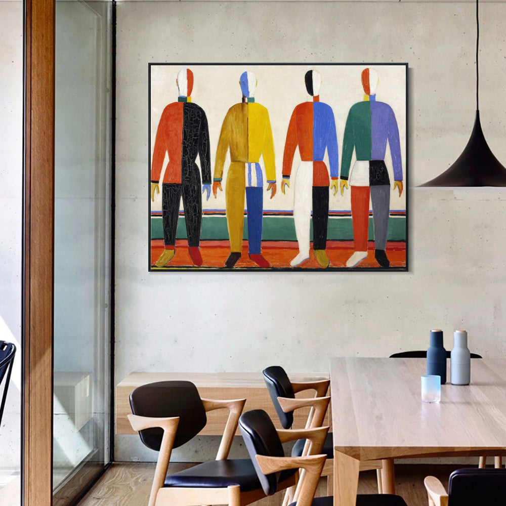 INVIN ART Framed Canvas Giclee Print Art Sportsmen by Kasimir Malevich Wall Art Living Room Home Office Decorations