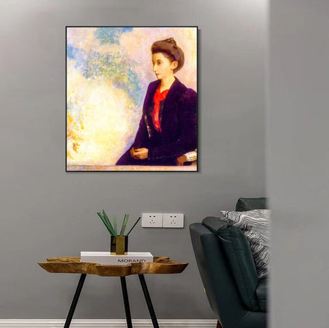 INVIN ART Framed Canvas Baroness Robert de Domecy by Odilon Redon Wall Art Living Room Home Office Decorations