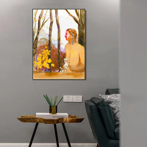 INVIN ART Framed Canvas Series#024 by Odilon Redon Wall Art Living Room Home Office Decorations
