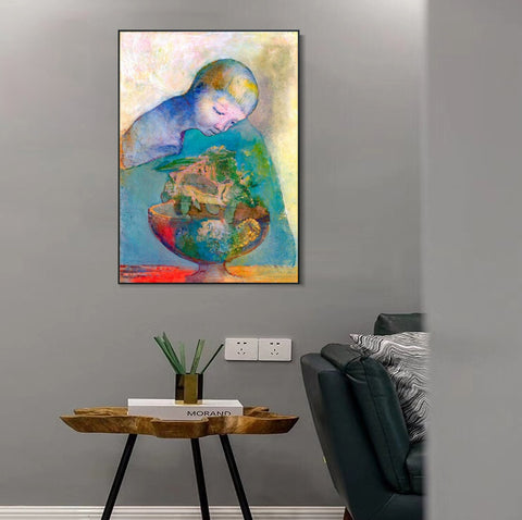 INVIN ART Framed Canvas Series#031 by Odilon Redon Wall Art Living Room Home Office Decorations