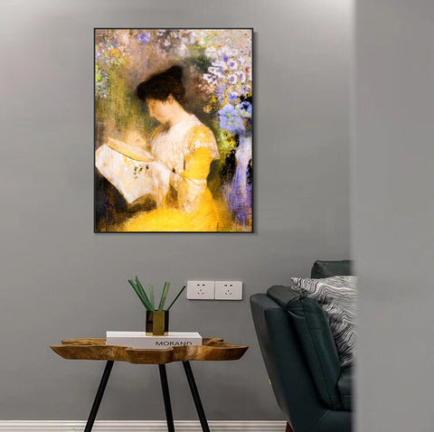 INVIN ART Framed Canvas Portrait of Madame by Odilon Redon Wall Art Living Room Home Office Decorations