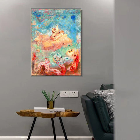 INVIN ART Framed Canvas Series#046 by Odilon Redon Wall Art Living Room Home Office Decorations