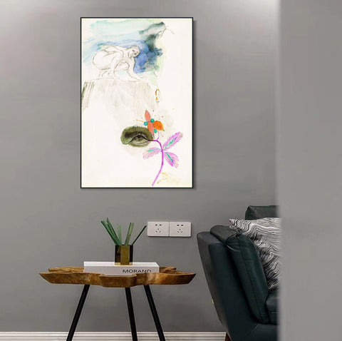 INVIN ART Framed Canvas Series#047 by Odilon Redon Wall Art Living Room Home Office Decorations