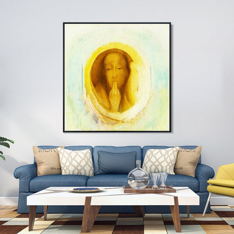 INVIN ART Framed Canvas Le Silence by Odilon Redon Wall Art Living Room Home Office Decorations