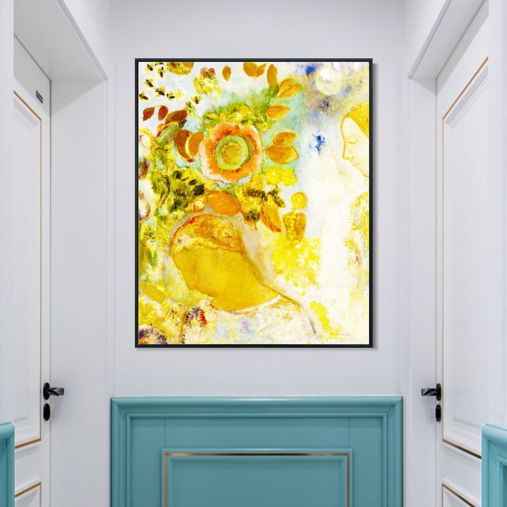 INVIN ART Framed Canvas Series#077 by Odilon Redon Wall Art Living Room Home Office Decorations