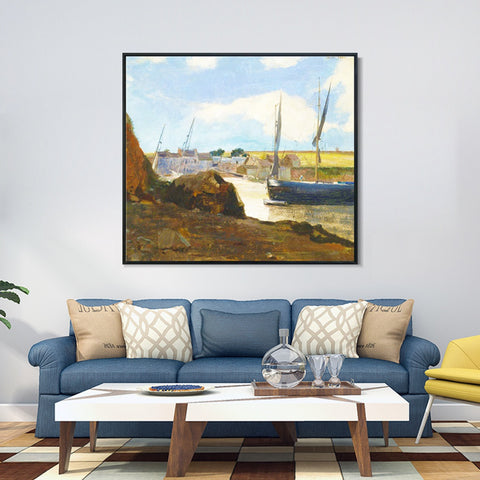 INVIN ART Framed Canvas The Port of Morgat by Odilon Redon Wall Art Living Room Home Office Decorations