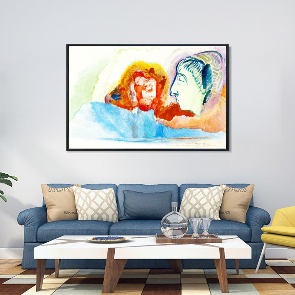 INVIN ART Framed Canvas Series#090 by Odilon Redon Wall Art Living Room Home Office Decorations