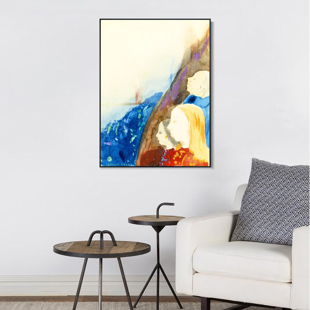 INVIN ART Framed Canvas Series#092 by Odilon Redon Wall Art Living Room Home Office Decorations
