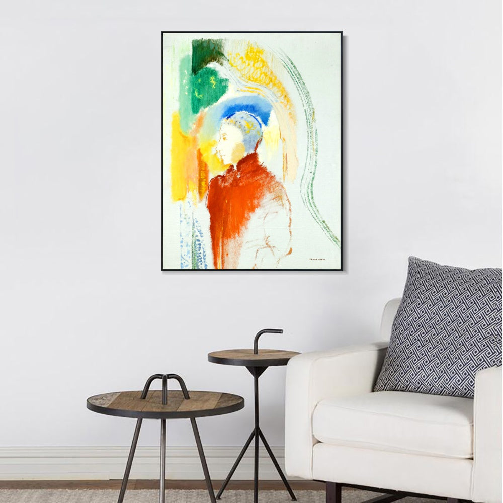 INVIN ART Framed Canvas A Figure by Odilon Redon Wall Art Living Room Home Office Decorations