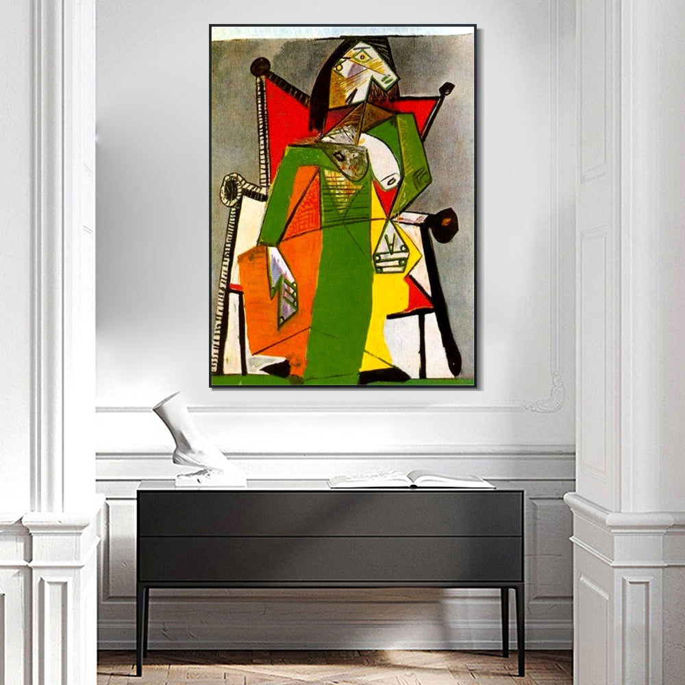 INVIN ART Framed Canvas Giclee Print Art 1941 Femme assise dans un fauteuil 2 by Pablo Picasso Wall Art