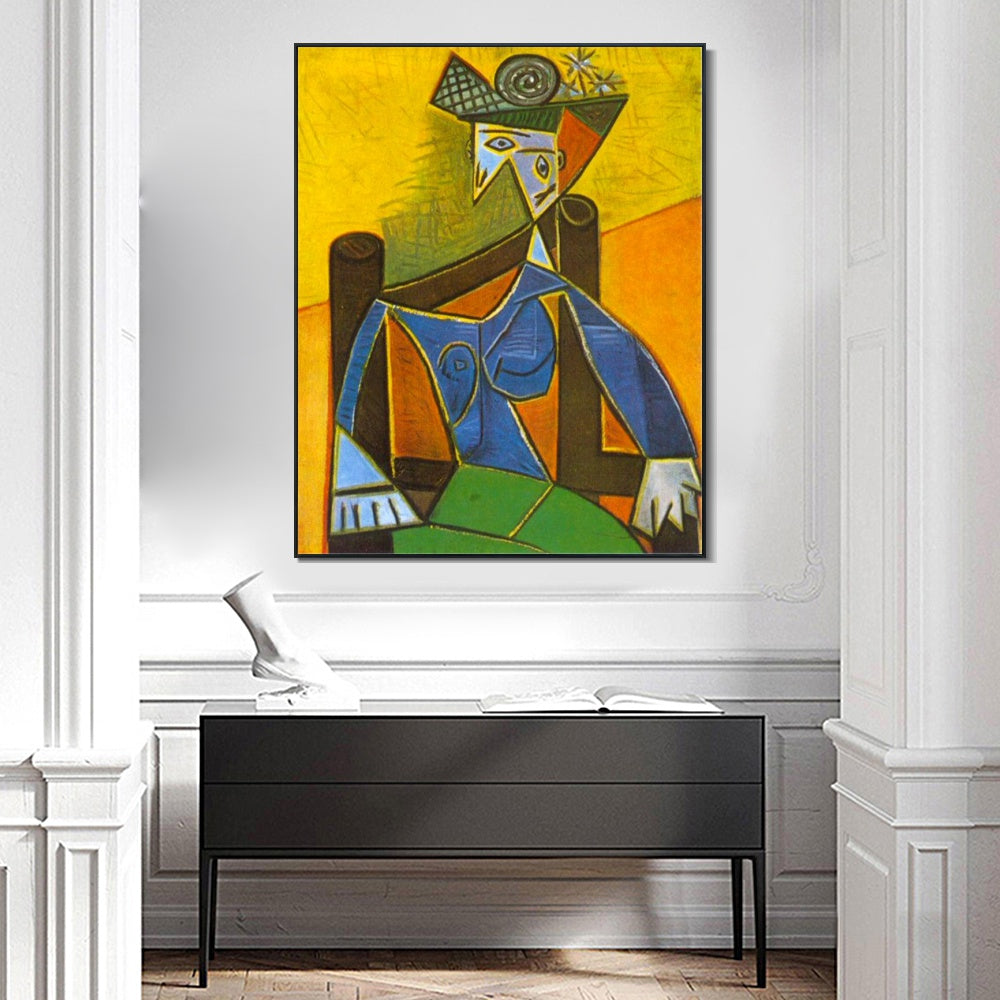 INVIN ART Framed Canvas Giclee Print Art 1941 Femme assise dans un fauteuil 4 by Pablo Picasso Wall Art