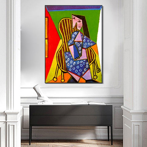 INVIN ART Framed Canvas Giclee Print Art 1941 Femme assise dans un fauteuil by Pablo Picasso Wall Art Living Room Home Office Decorations