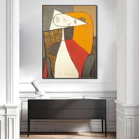 INVIN ART Framed Canvas Giclee Print Art 1930 Femme assise [Figure] by Pablo Picasso Wall Art Living Room Home Office Decorations