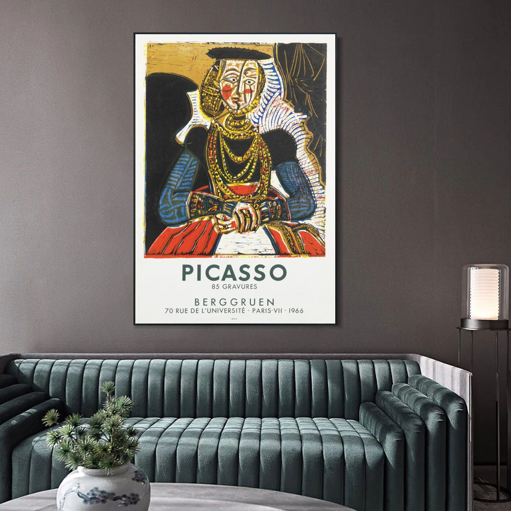 INVIN ART Framed Canvas Giclee Print Art Bust of a woman after Cranach the Younger by Pablo Picasso Wall Art