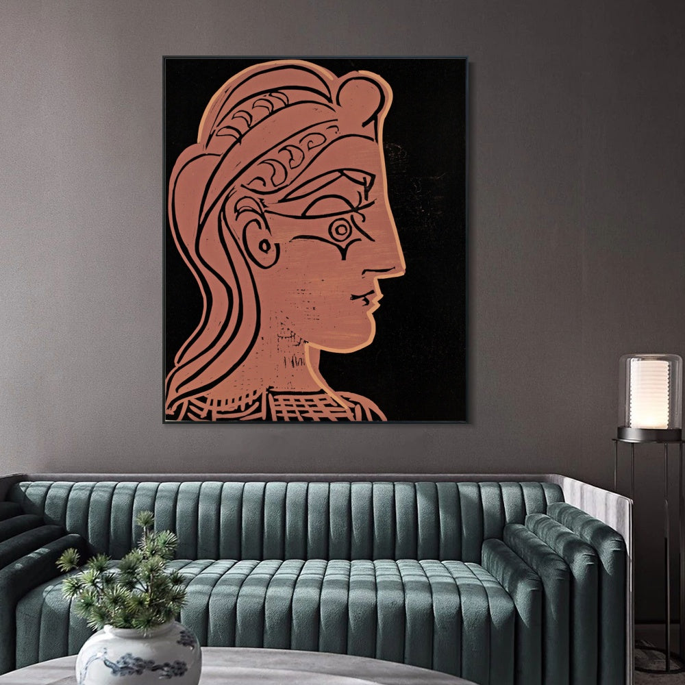 INVIN ART Framed Canvas Giclee Print Art Woman's profile t-shirt by Pablo Picasso Wall Art