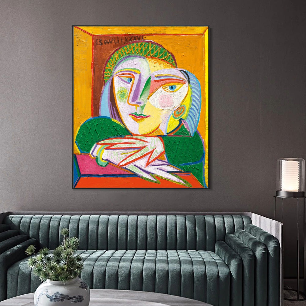 INVIN ART Framed Canvas Giclee Print Art Woman's head by Pablo Picasso Wall Art