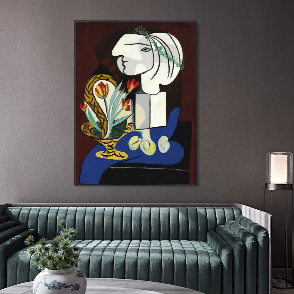 INVIN ART Framed Canvas Giclee Print Art Still life with tulips by Pablo Picasso Wall Art