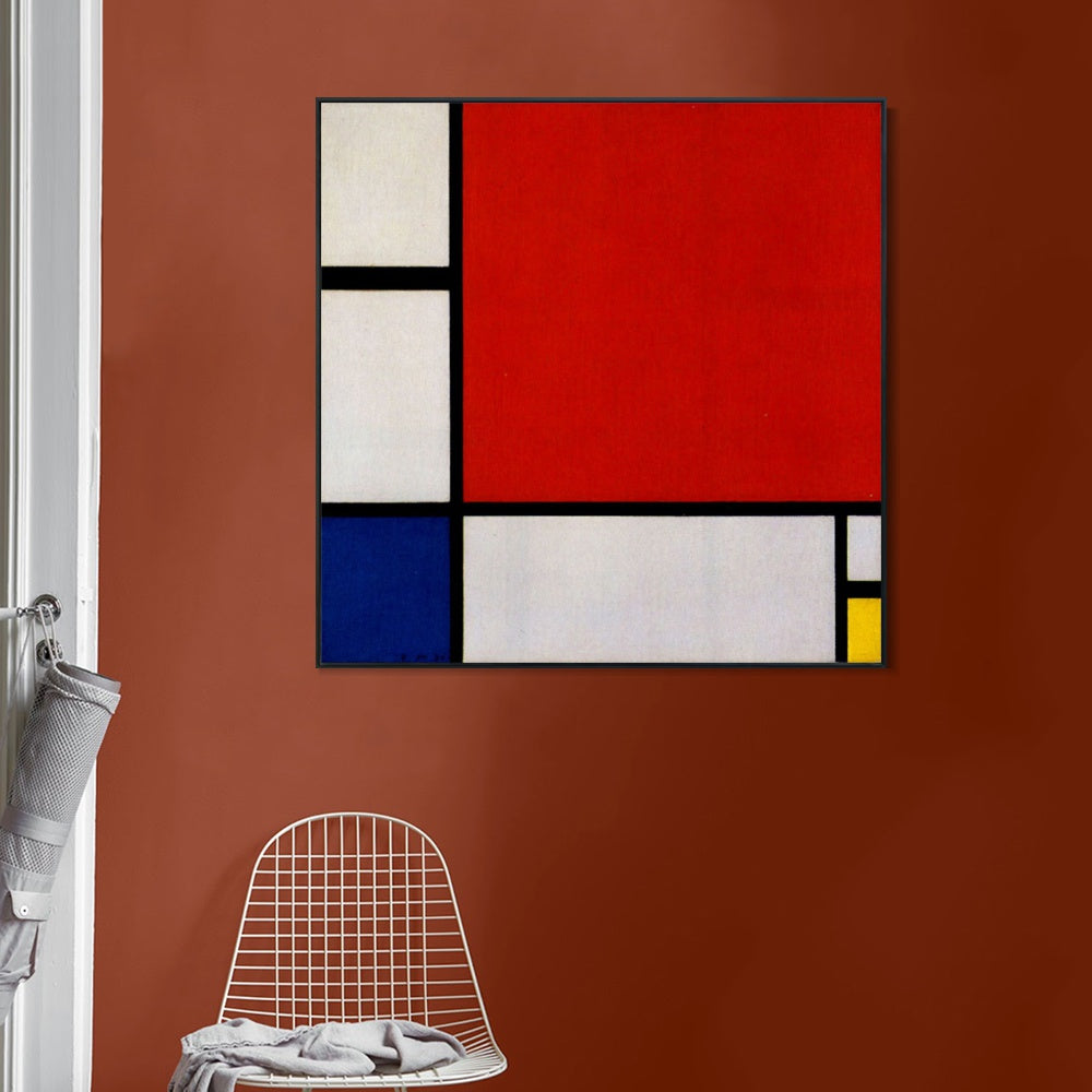 INVIN ART Framed Canvas Composition II in Red, Blue, Yellow, 1930 by Piet Cornelies Mondrian Wall Art Living Room Home Office Decorations