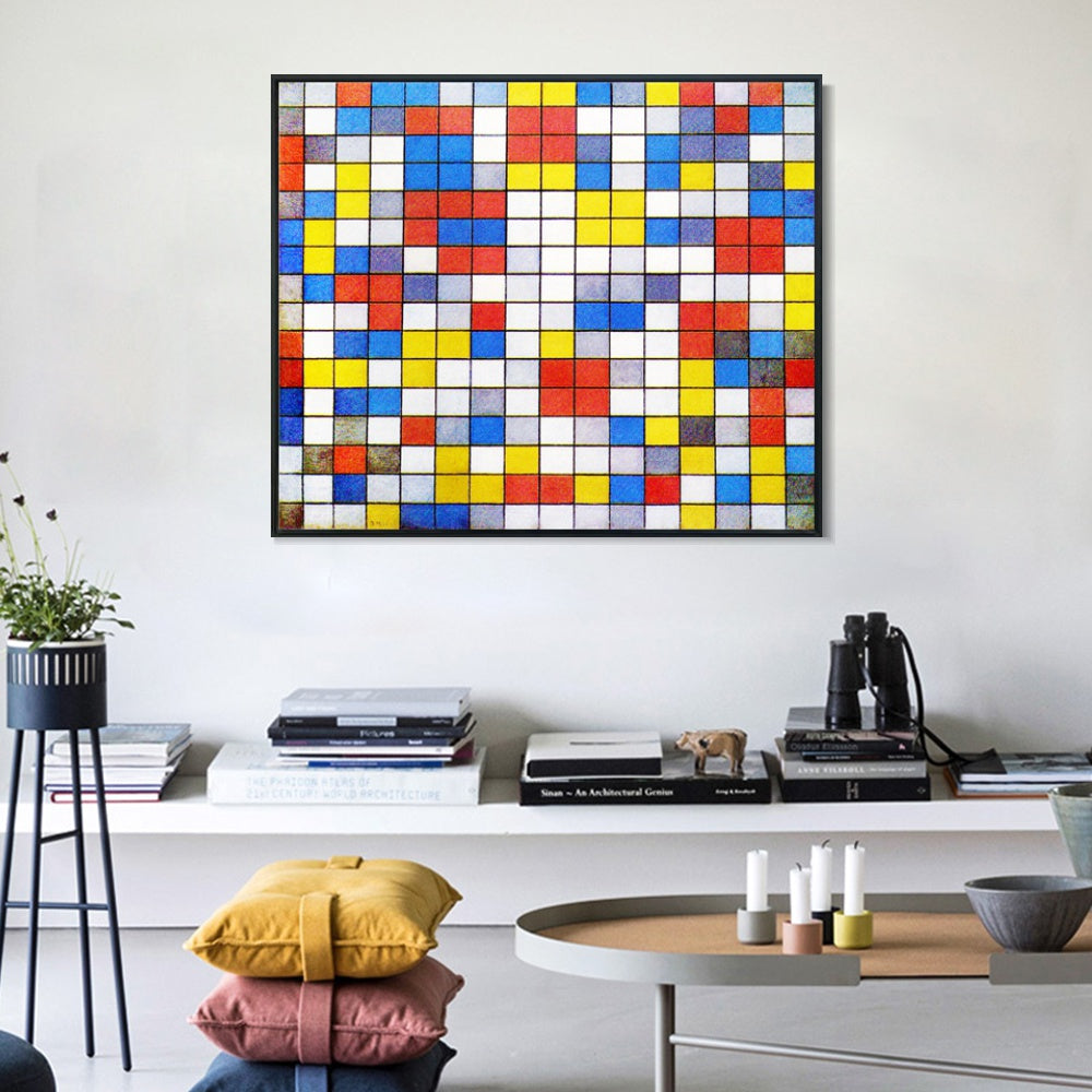 INVIN ART Framed Canvas Series#074 by Piet Cornelies Mondrian Wall Art Living Room Home Office Decorations