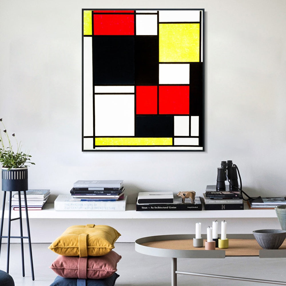 INVIN ART Framed Canvas Series#079 by Piet Cornelies Mondrian Wall Art Living Room Home Office Decorations