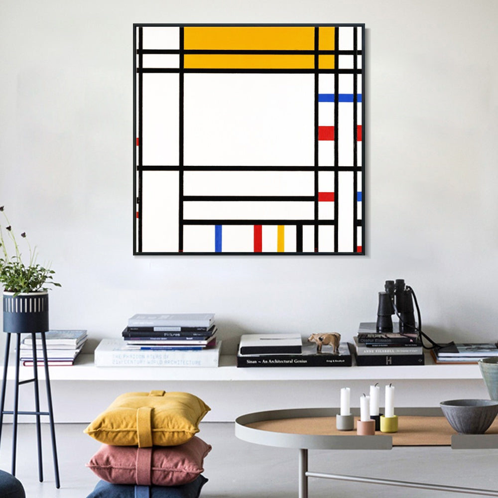 INVIN ART Framed Canvas Series#081 by Piet Cornelies Mondrian Wall Art Living Room Home Office Decorations