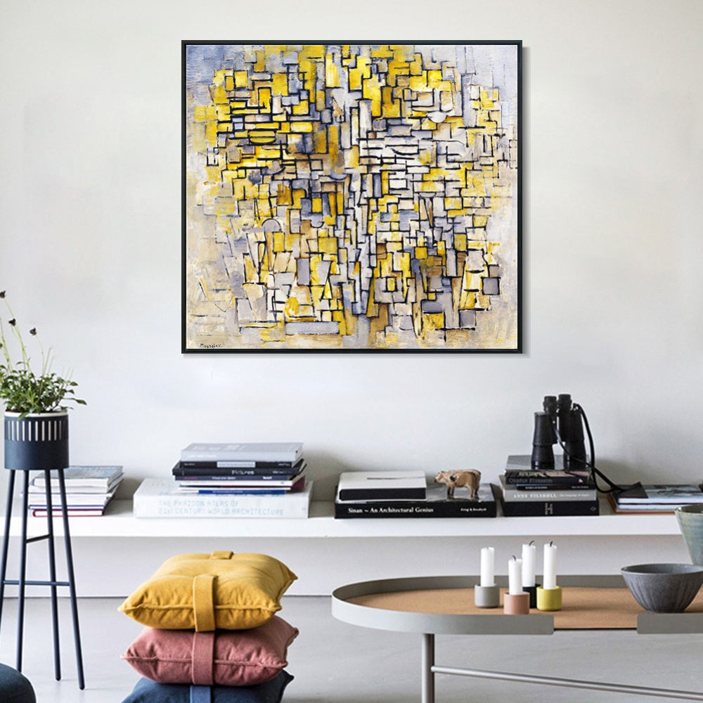 INVIN ART Framed Canvas Tableau No 2, Composition No VII, 1913 by Piet Cornelies Mondrian Wall Art Living Room Home Office Decorations