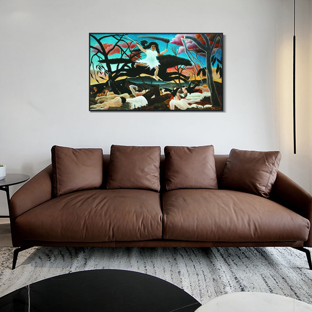 INVIN ART Framed Canvas Giclee Print Art War or the Ride of Discord by Henri Rousseau Wall Art