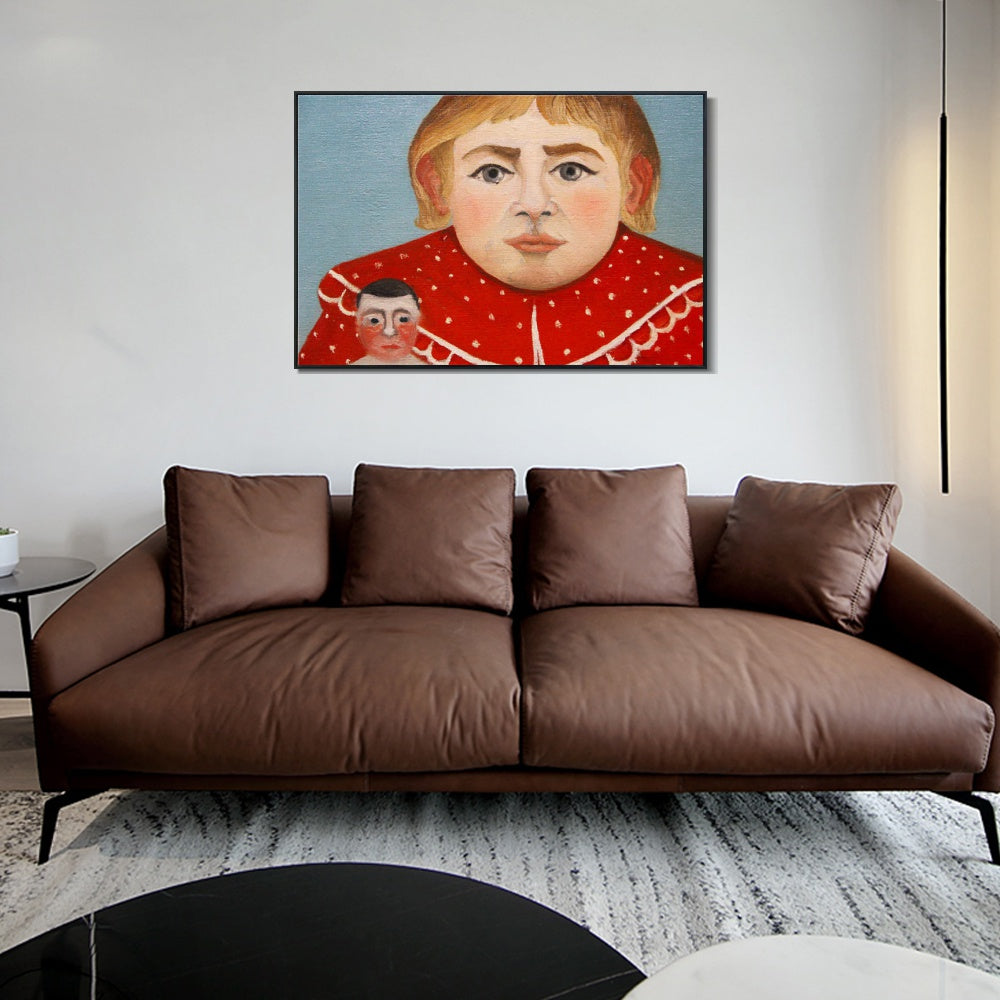 INVIN ART Framed Canvas Giclee Print Art The Girl with a Doll#2 by Henri Rousseau Wall Art