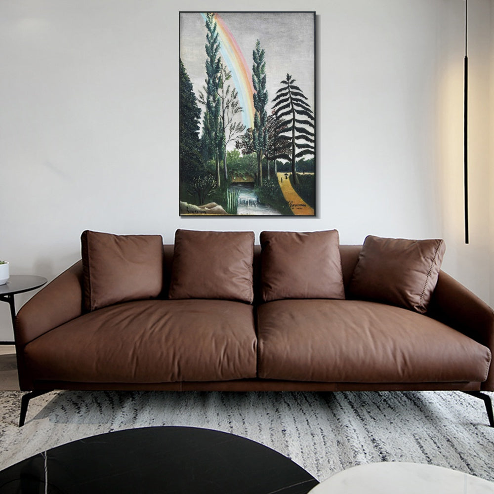 INVIN ART Framed Canvas Giclee Print Art Lake Daumesnil Rainbow Trees by Henri Rousseau Wall Art
